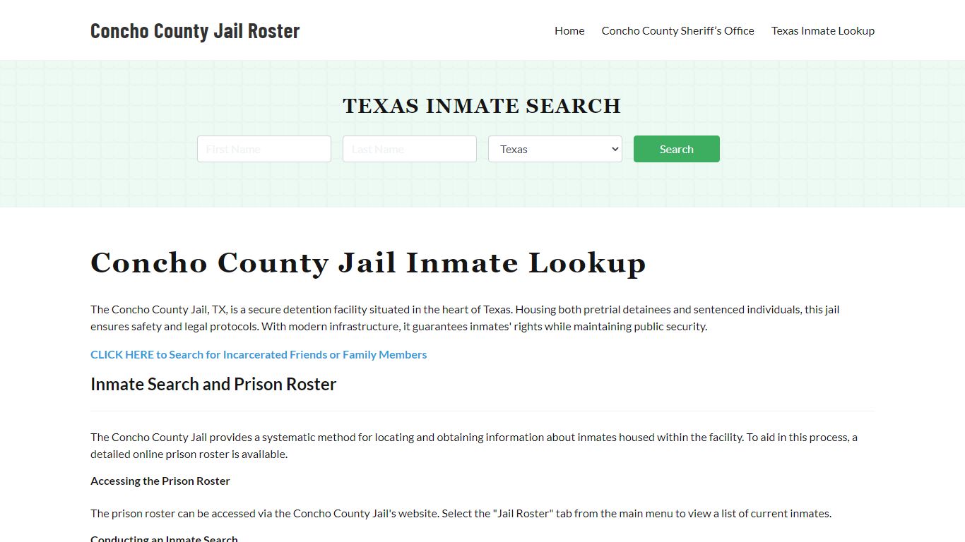Concho County Jail Roster Lookup, TX, Inmate Search