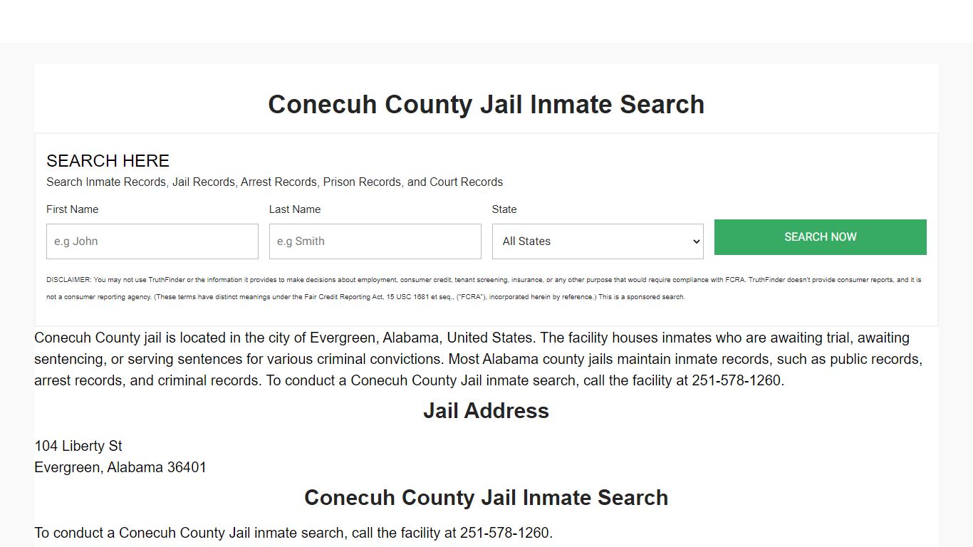 Conecuh County Jail Inmate Search