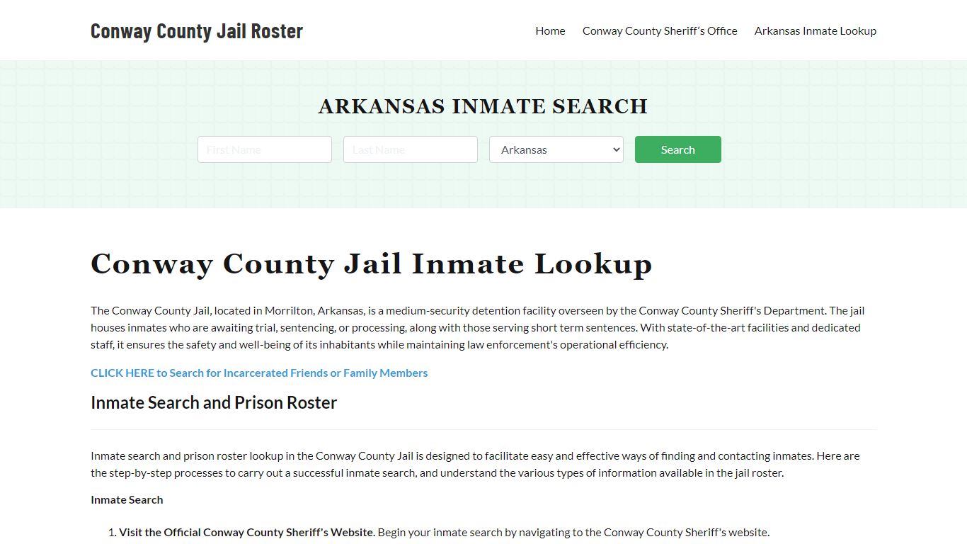 Conway County Jail Roster Lookup, AR, Inmate Search