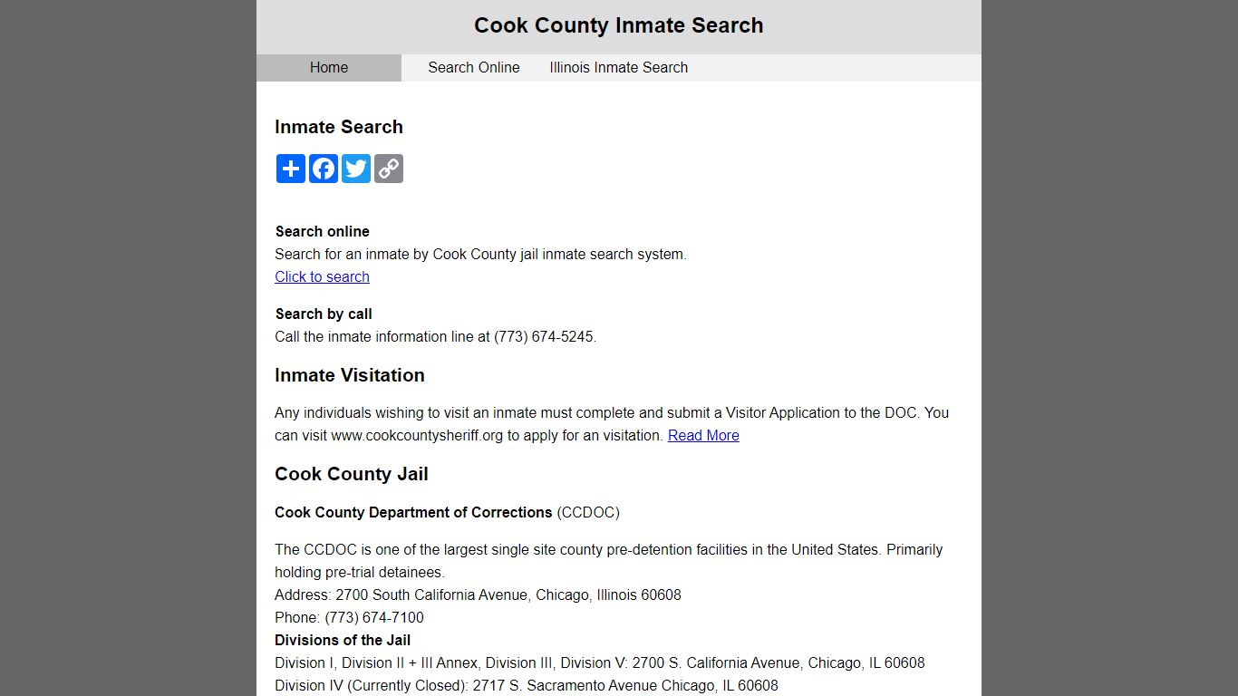 Cook County Inmate Search