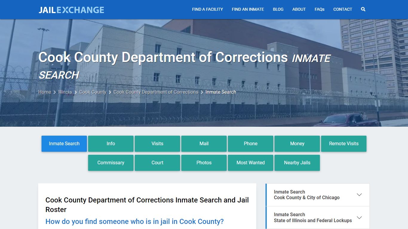 Cook County Department of Corrections Inmate Search - Jail Exchange