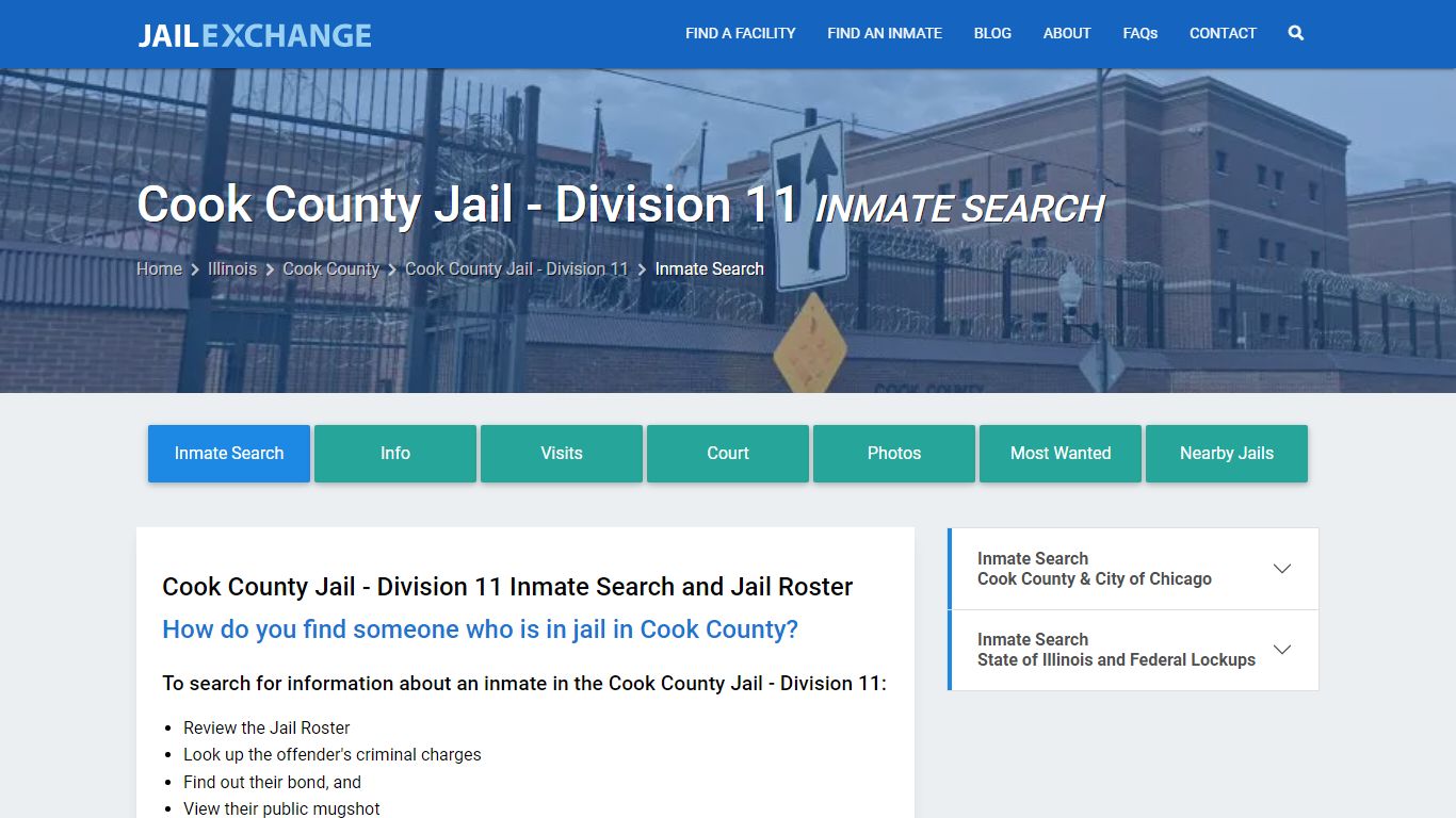Inmate Search: Roster & Mugshots - Cook County Jail - Division 11, IL