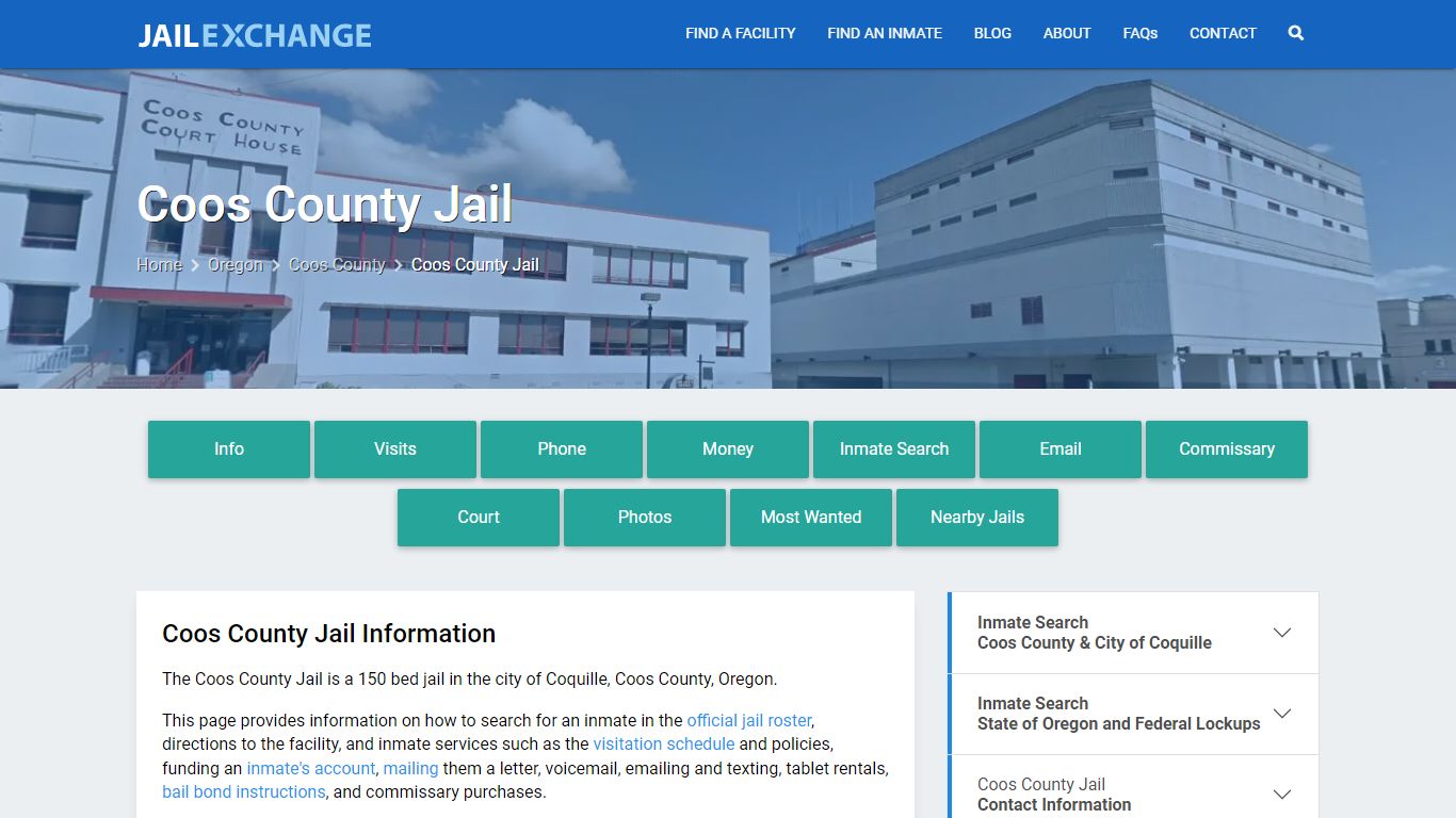 Coos County Jail, OR Inmate Search, Information