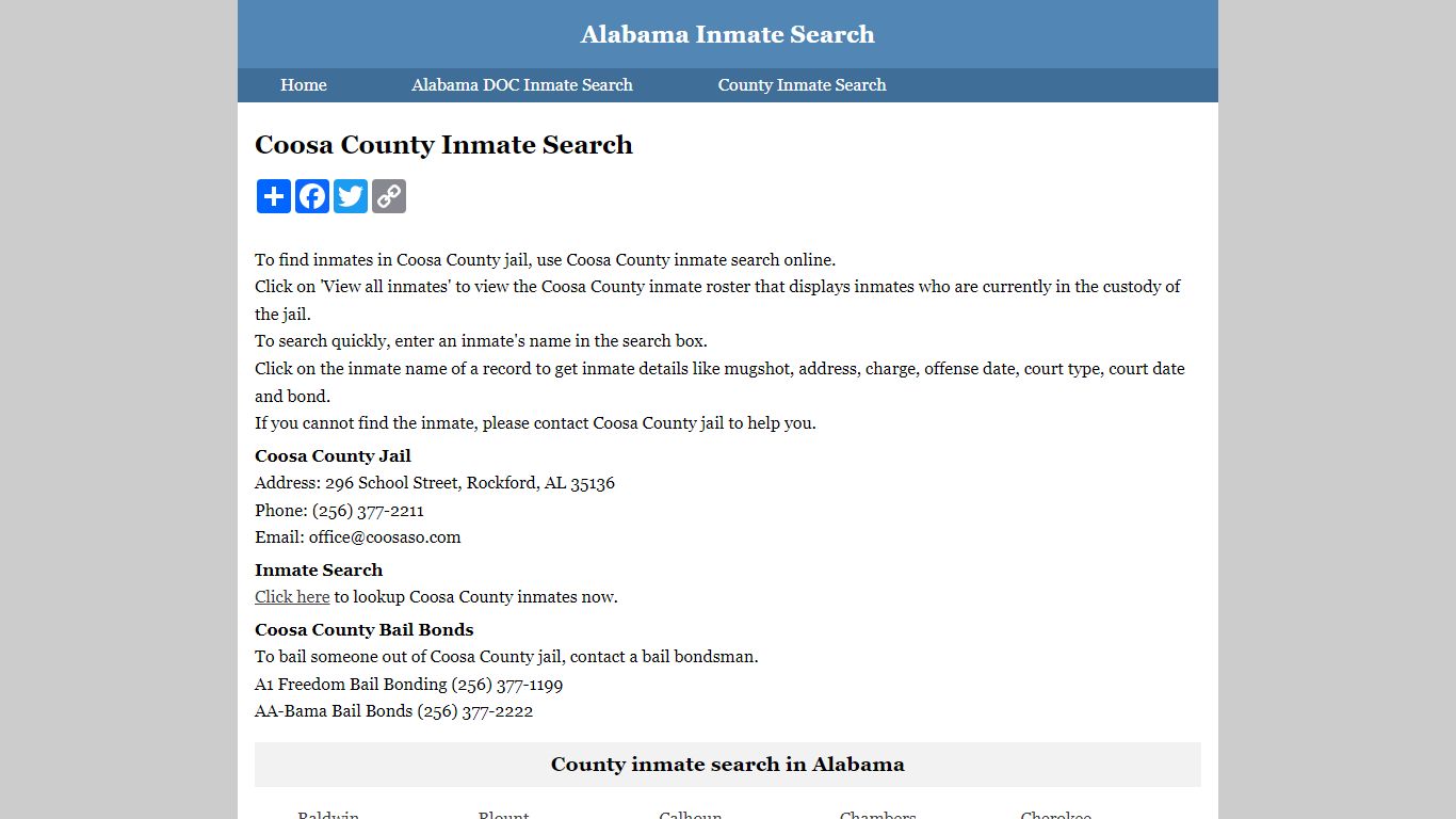 Coosa County Inmate Search