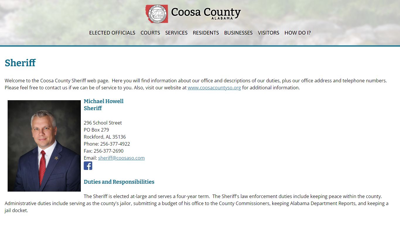 Sheriff | Coosa County, Alabama
