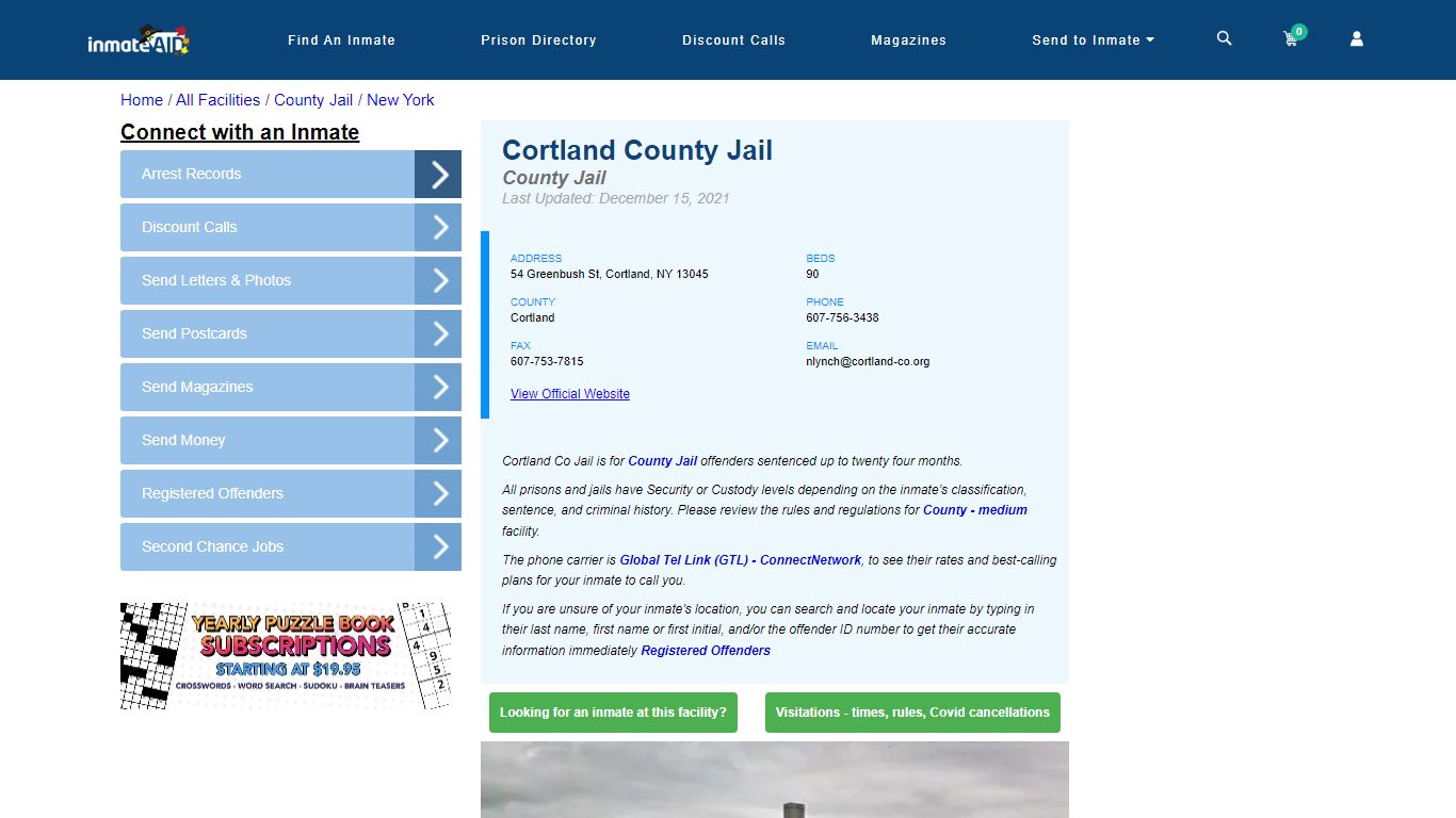 Cortland County Jail - Inmate Locator - Cortland, NY