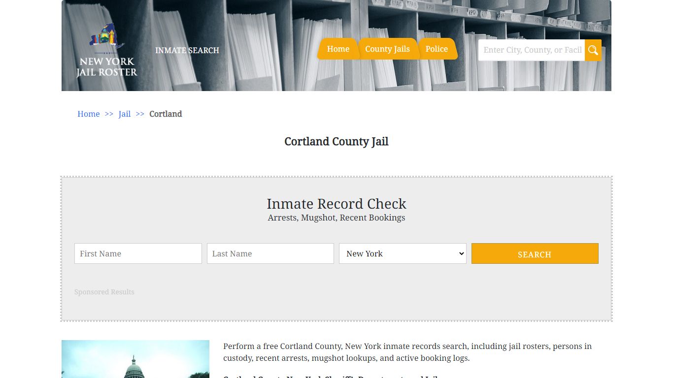 Cortland County Jail | Jail Roster Search