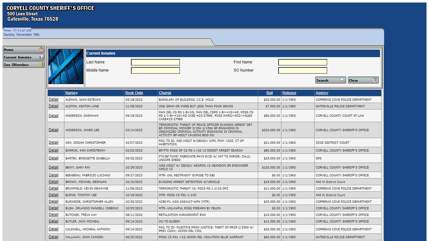 edoc Technologies Web Interface: Sheriff's Application