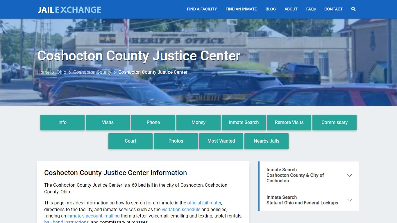 Coshocton County Justice Center, OH Inmate Search, Information