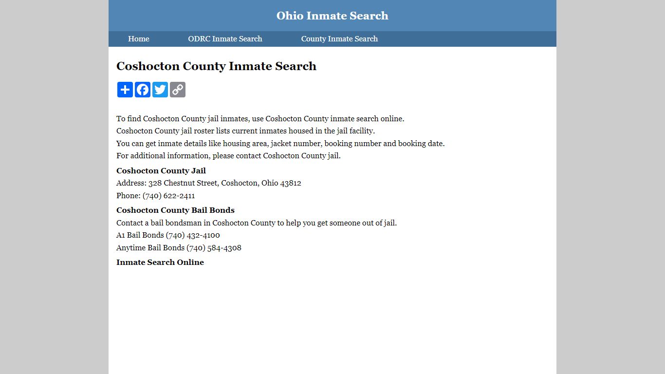 Coshocton County Inmate Search