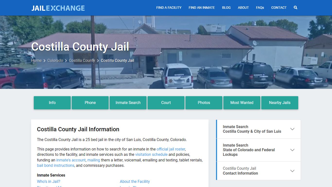 Costilla County Jail, CO Inmate Search, Information