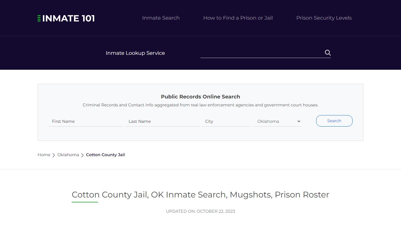 Cotton County Jail, OK Inmate Search, Mugshots, Prison Roster