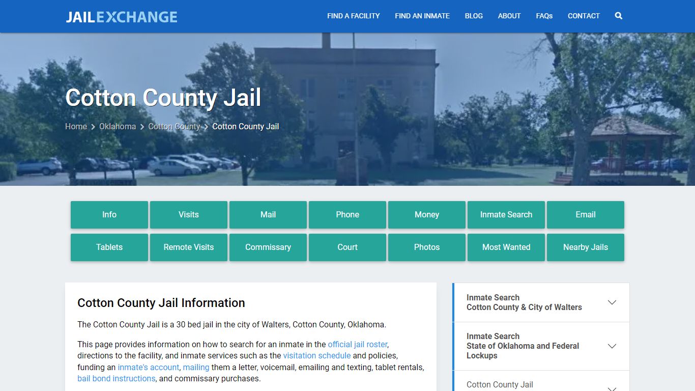 Cotton County Jail, OK Inmate Search, Information