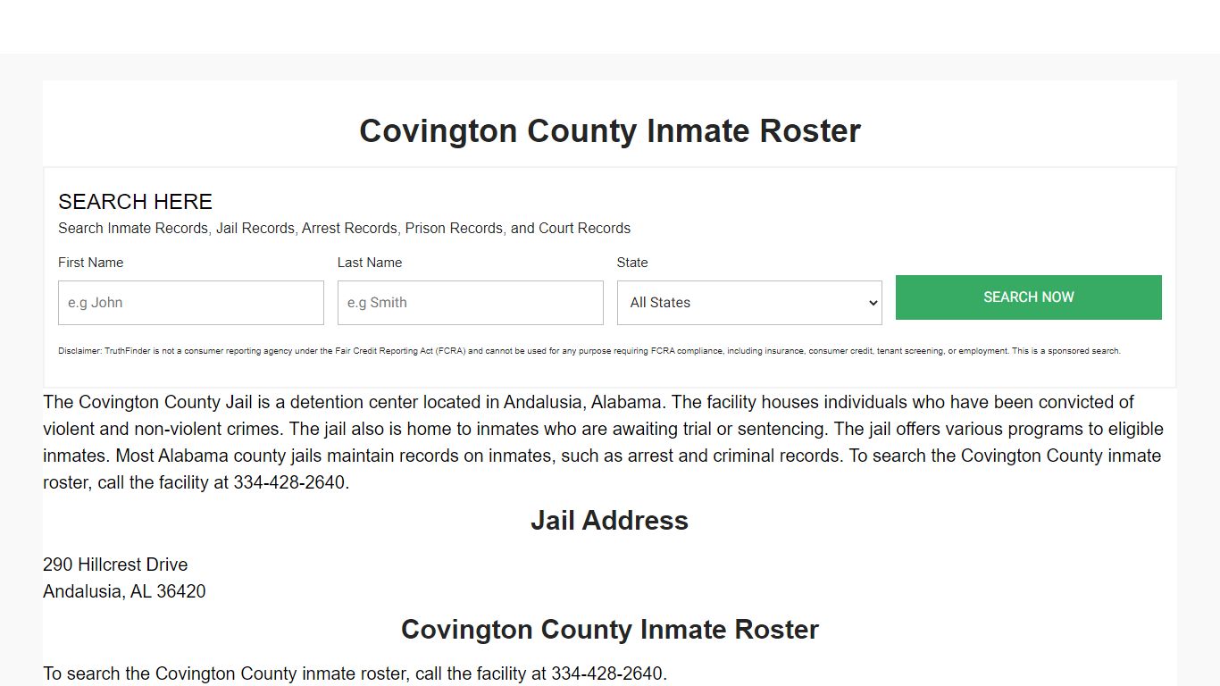 Covington County Inmate Roster