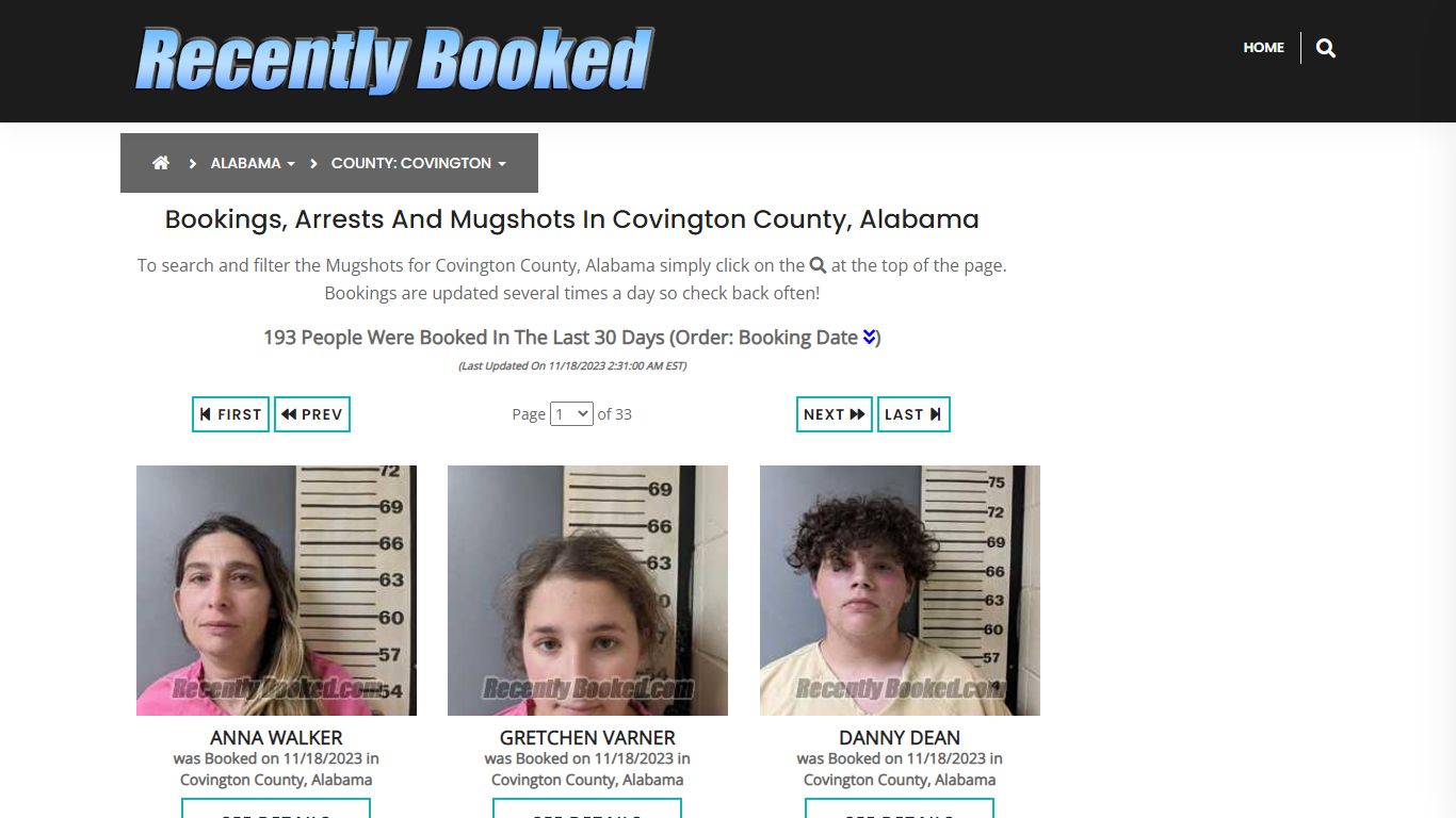 Bookings, Arrests and Mugshots in Covington County, Alabama