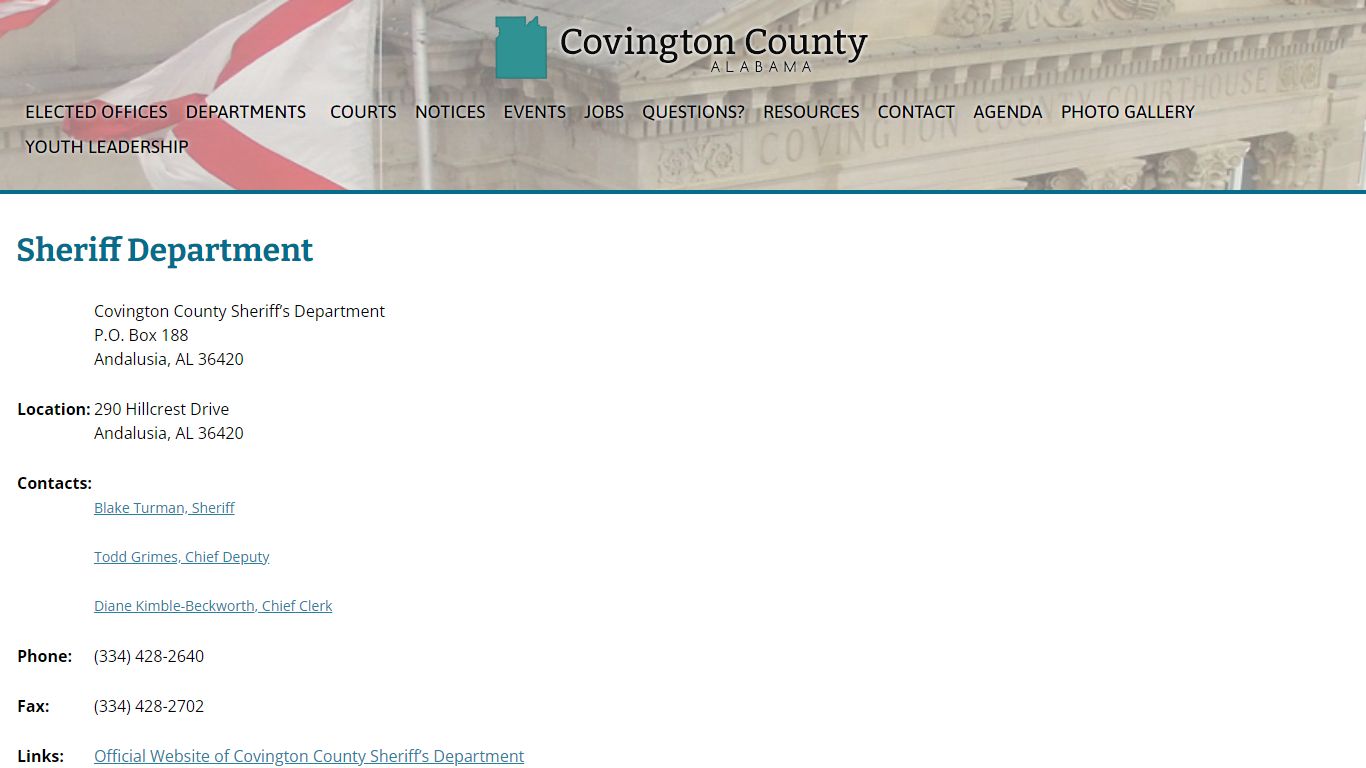 Sheriff Department | Covington County AL