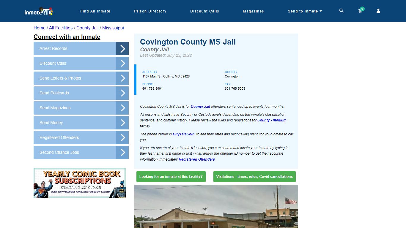 Covington County MS Jail - Inmate Locator - Collins, MS