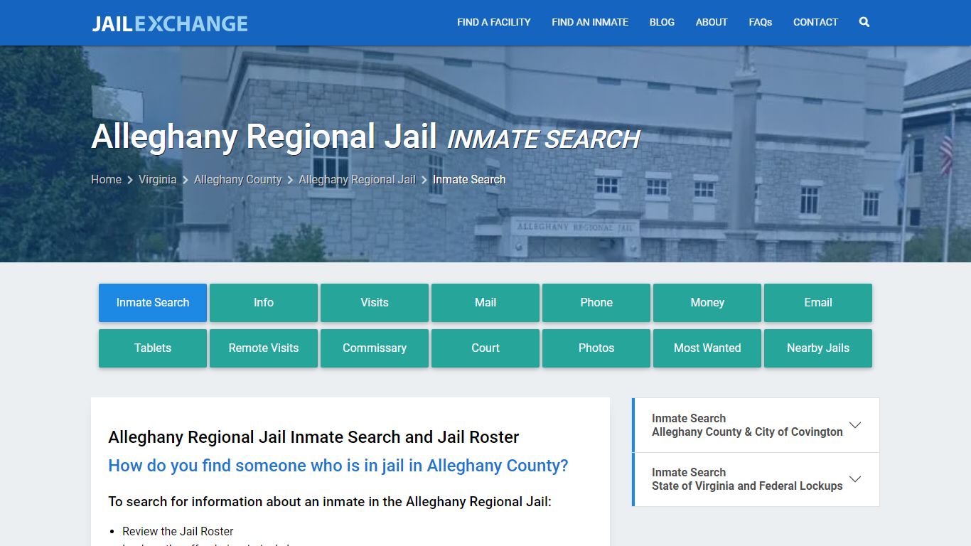 Inmate Search: Roster & Mugshots - Alleghany Regional Jail, VA