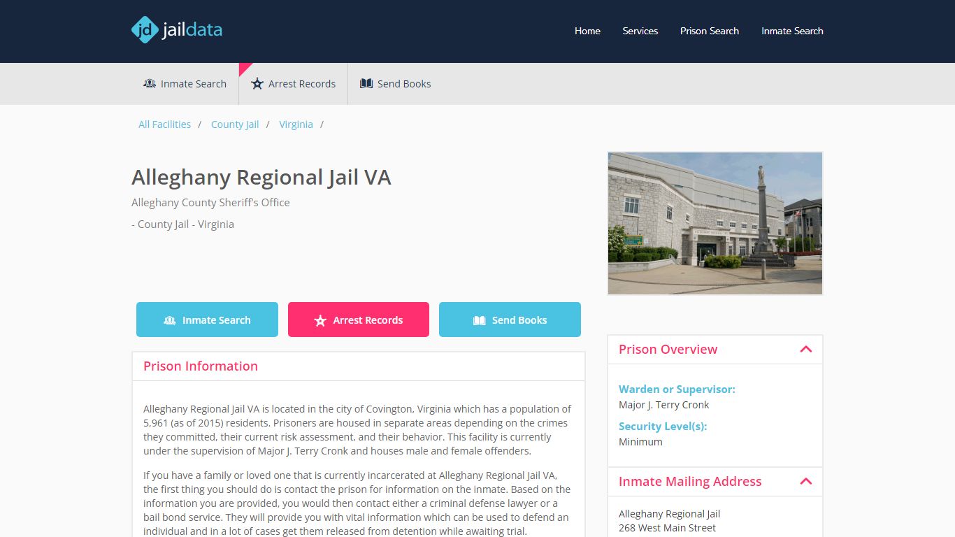 Alleghany Regional Jail VA Inmate Search and Prisoner Info - Covington, VA