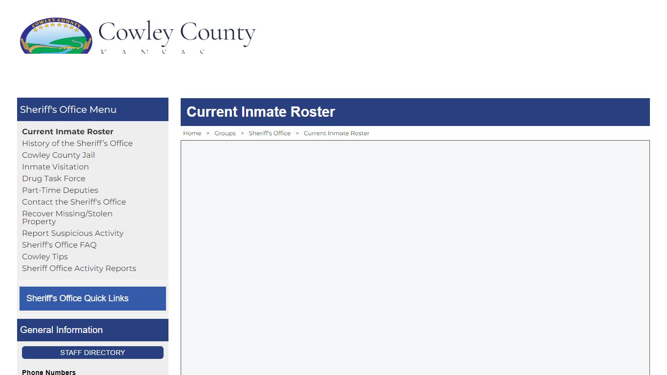 Cowley County, Kansas - Current Inmate Roster