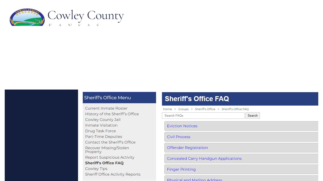 Cowley County, Kansas - Sheriff's Office FAQ