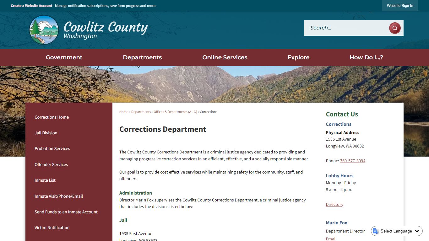 Corrections Department | Cowlitz County, WA - Official Website
