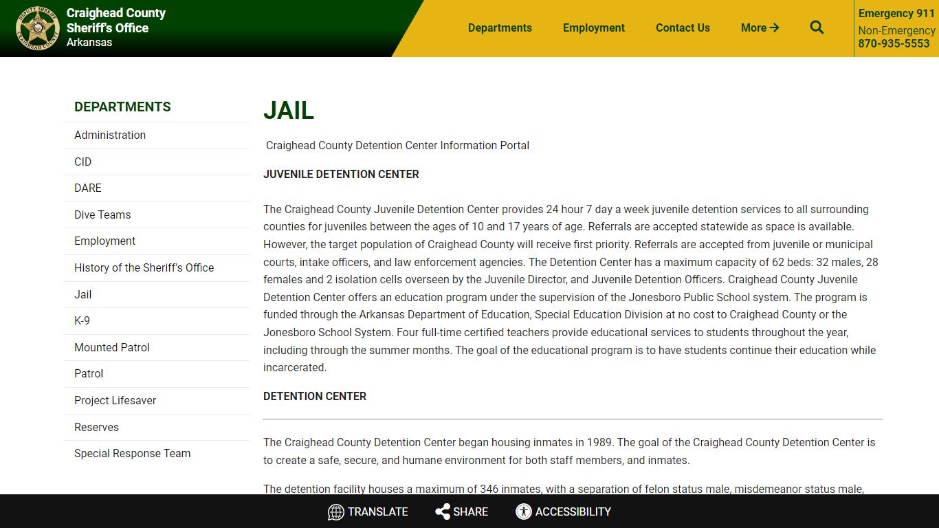 Jail | Craighead County Arkansas Sheriff's Office | Jonesboro - Lake City