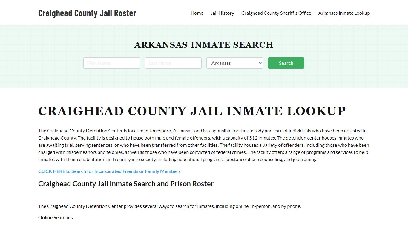 Craighead County Jail Roster Lookup, AR, Inmate Search
