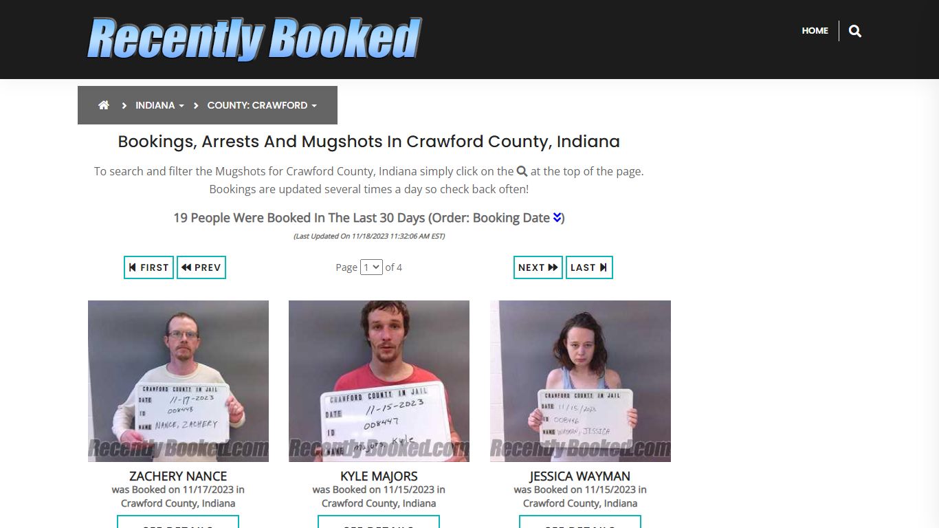 Recent bookings, Arrests, Mugshots in Crawford County, Indiana