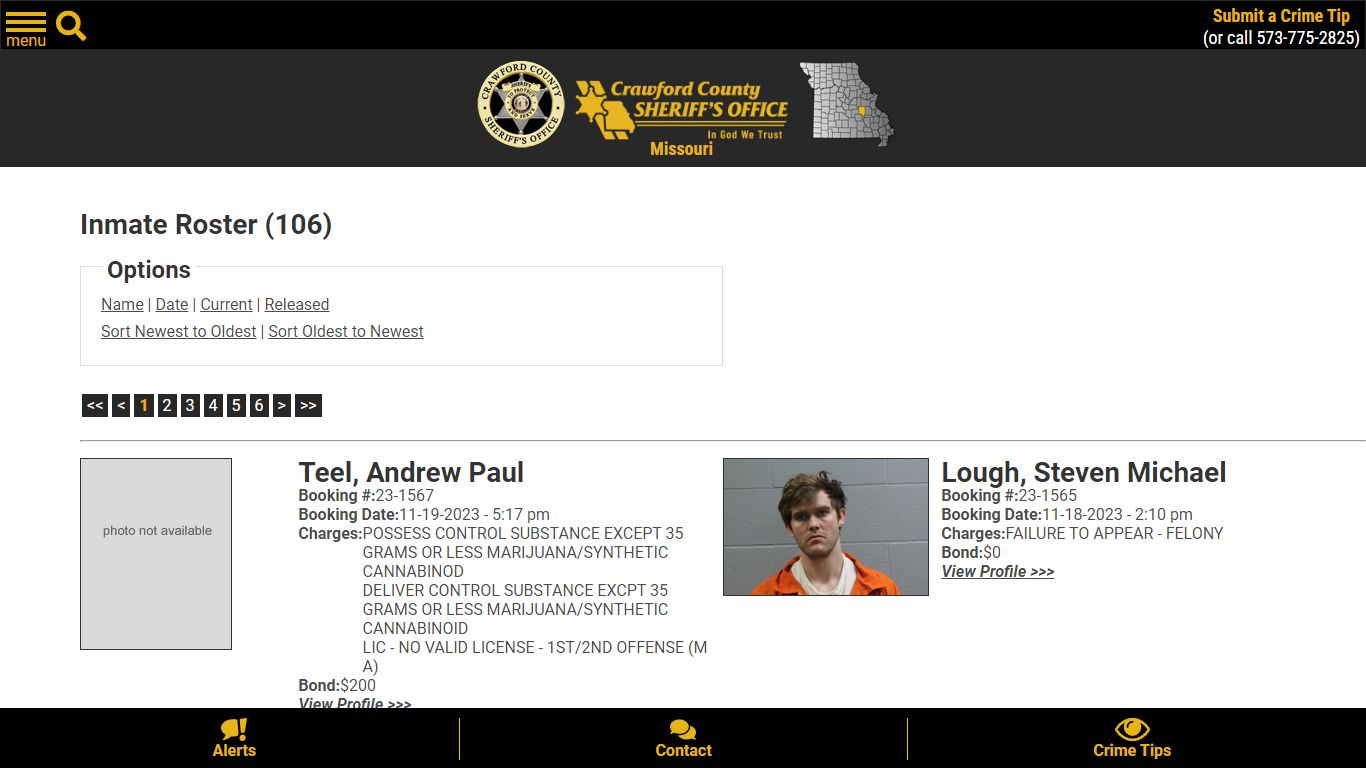 Inmate Roster (106) - Crawford County Sheriff MO