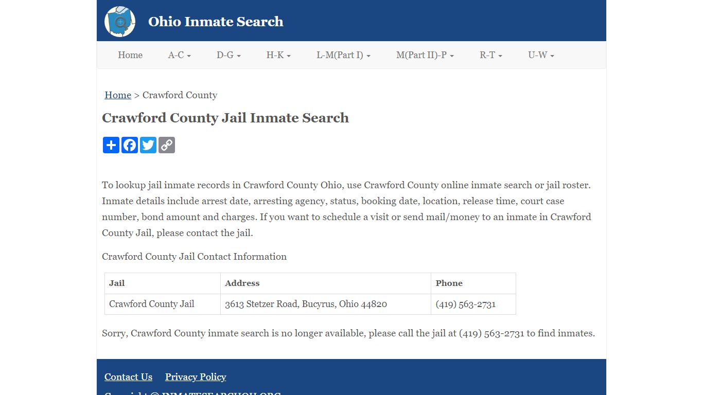 Crawford County Jail Inmate Search