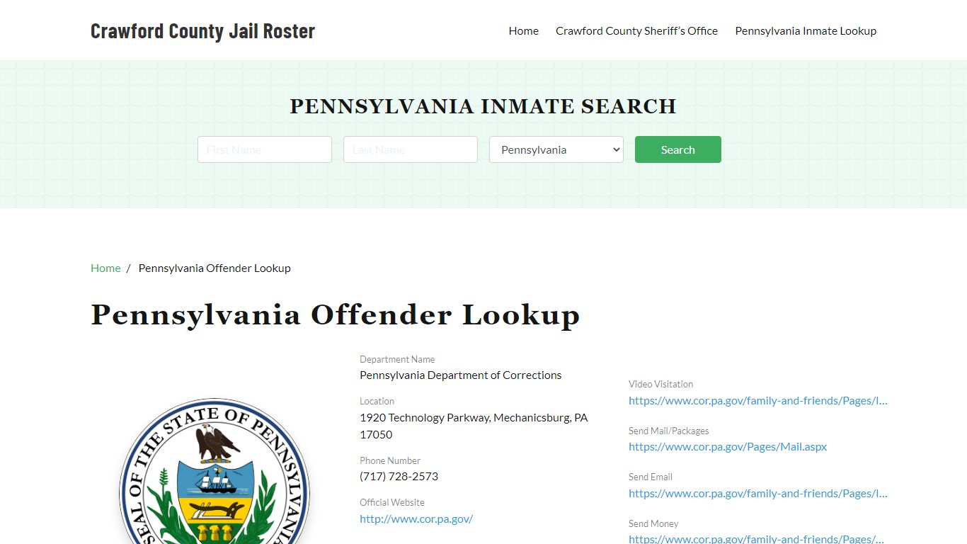 Pennsylvania Inmate Search, Jail Rosters