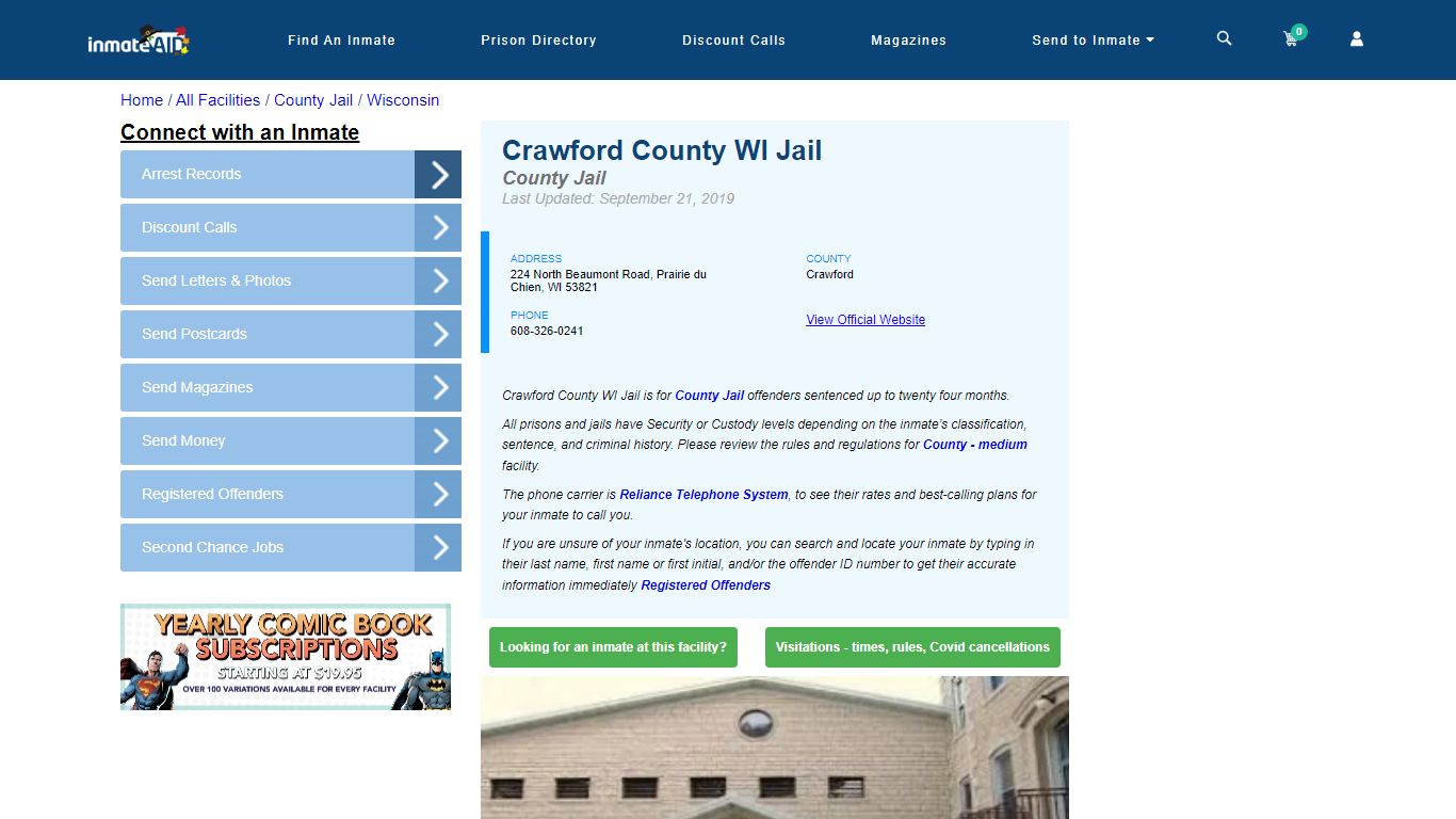 Crawford County WI Jail - Inmate Locator - Prairie du Chien, WI