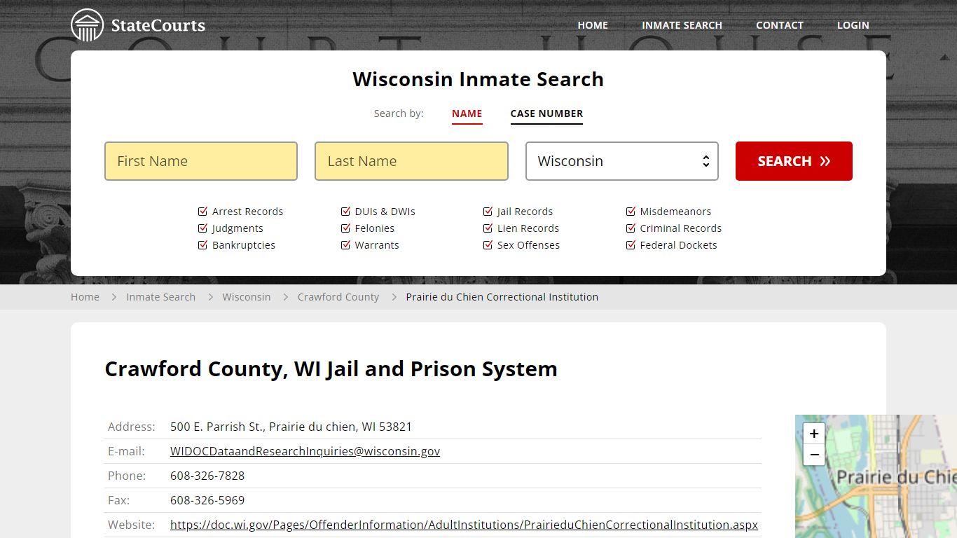 Crawford County, WI Jail and Prison System - State Courts
