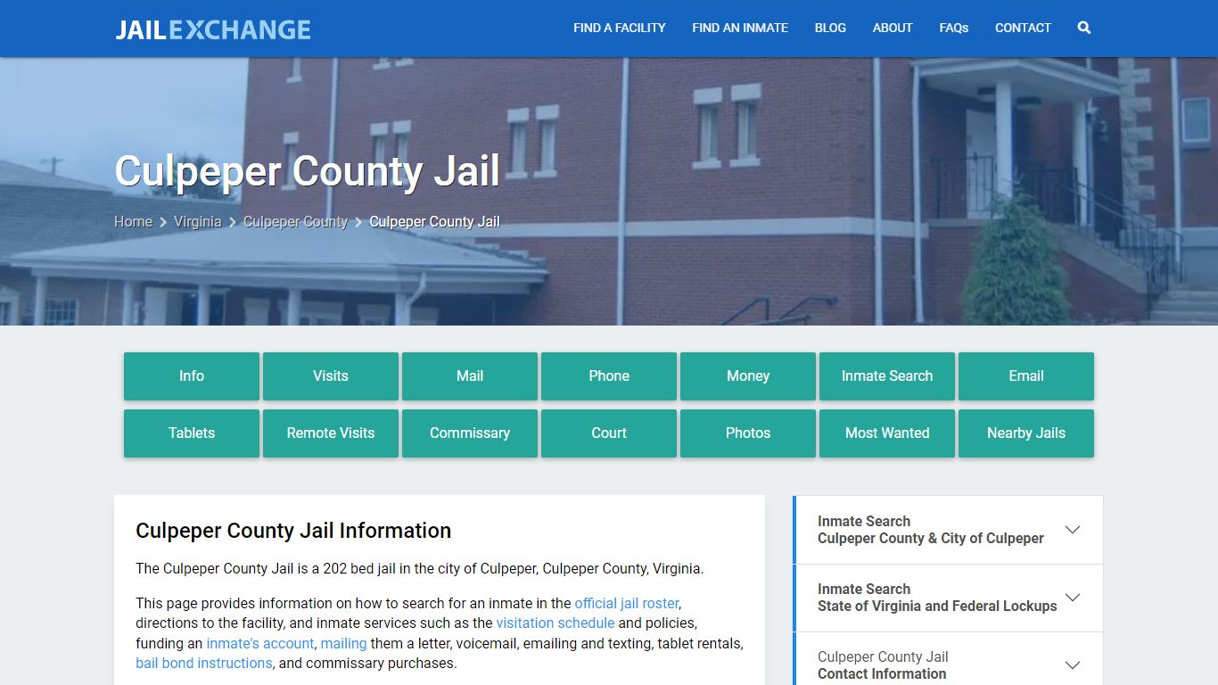 Culpeper County Jail, VA Inmate Search, Information