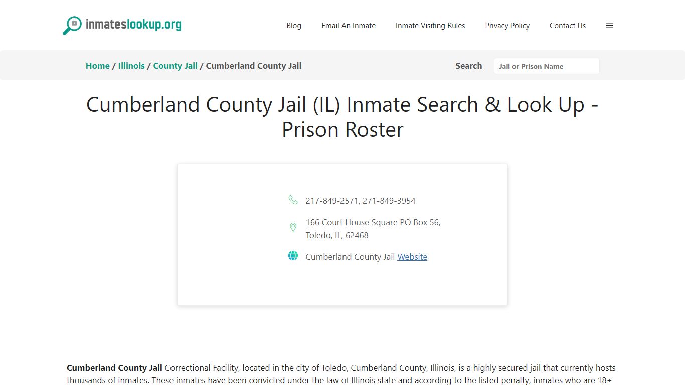 Cumberland County Jail (IL) Inmate Search & Look Up - Prison Roster