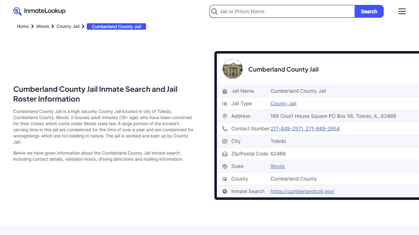 Cumberland County Jail (IL) Inmate Search Illinois - Inmate Lookup