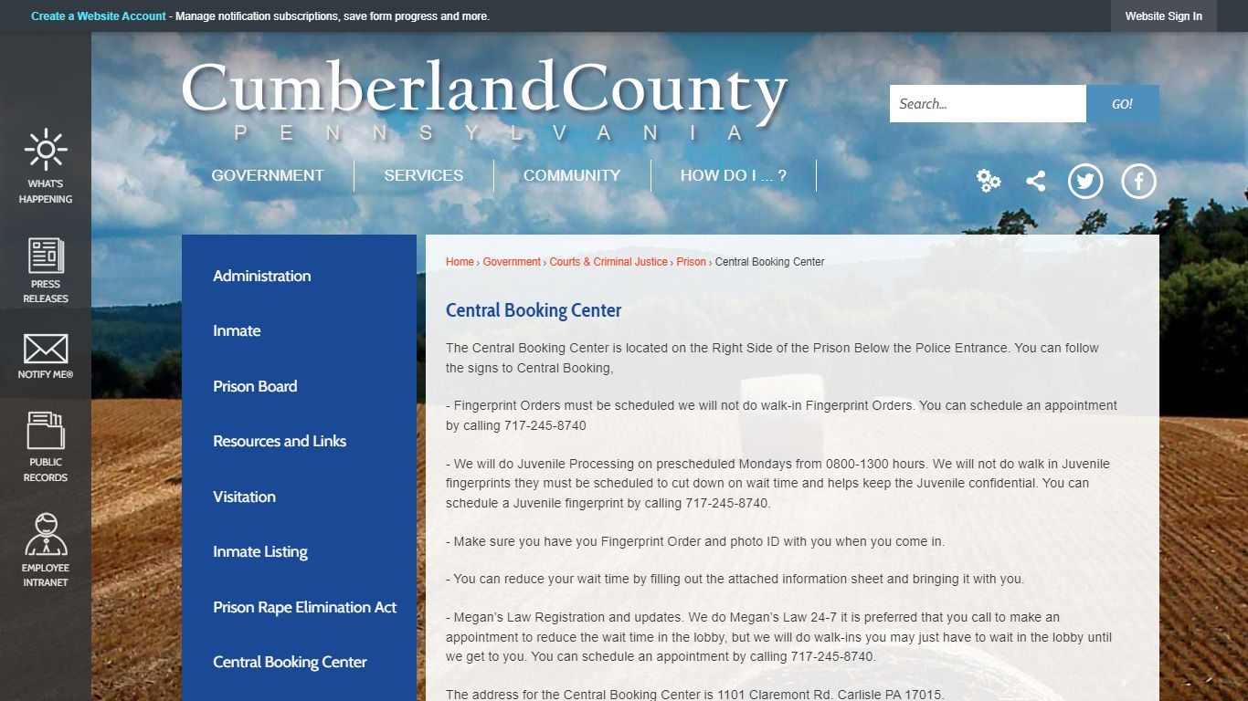 Central Booking Center | Cumberland County, PA - Official Website