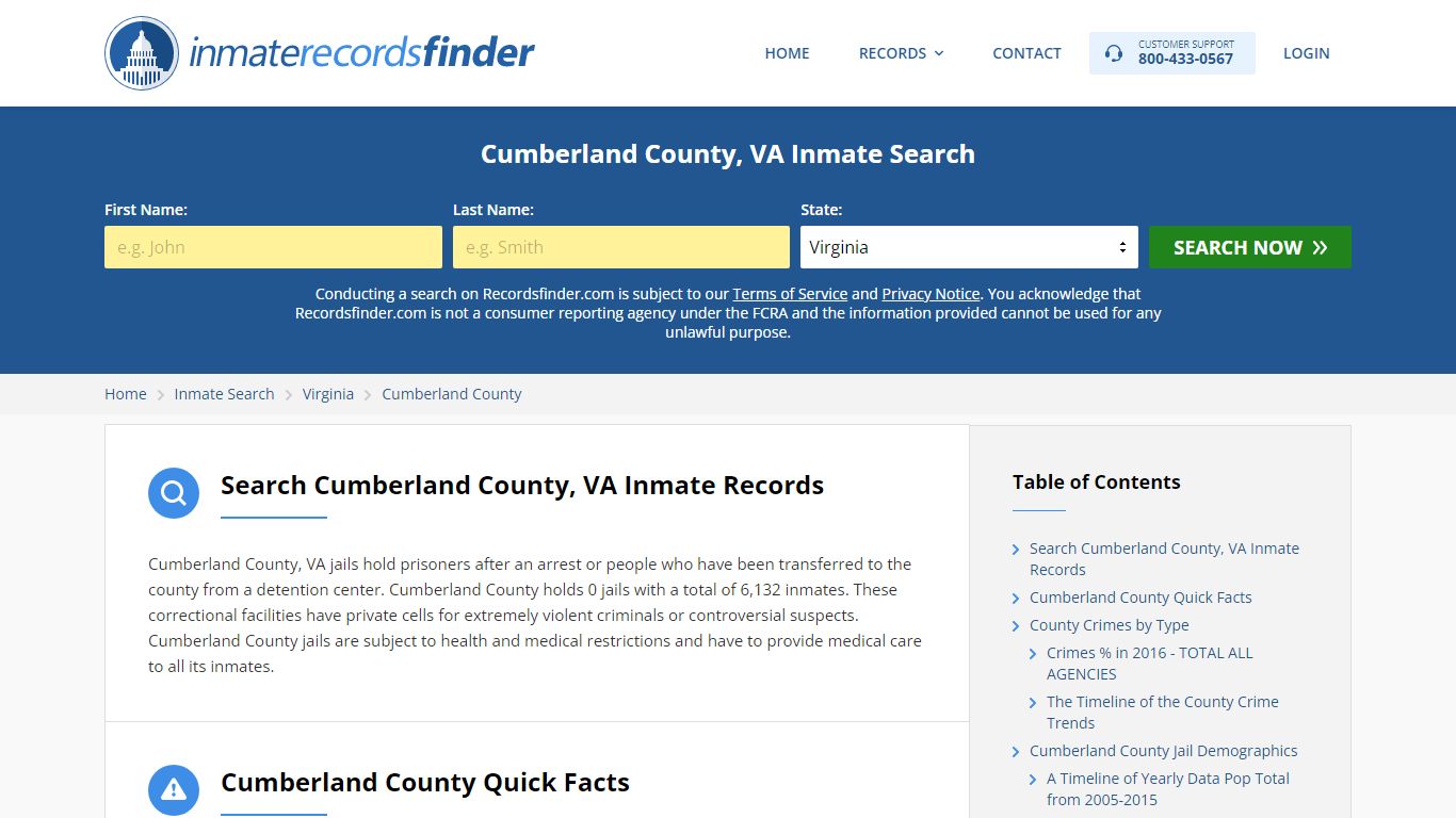 Cumberland County, VA Inmate Lookup & Jail Records Online