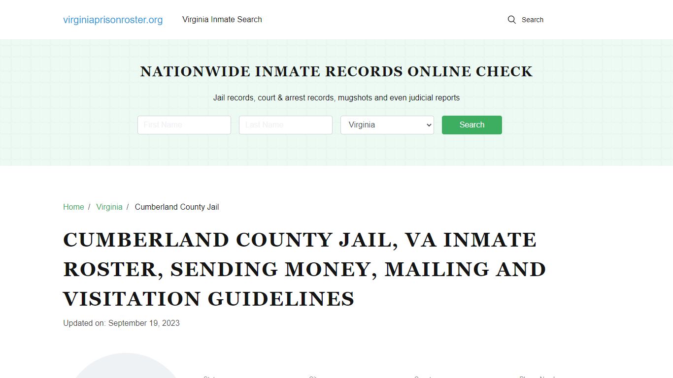 Cumberland County Jail, VA: Offender Search, Visitation & Contact Info