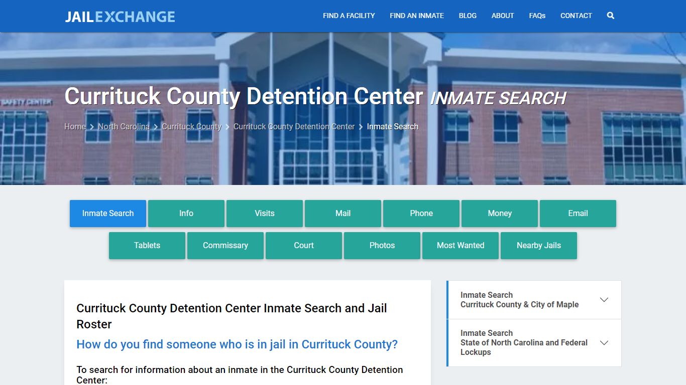 Currituck County Detention Center Inmate Search - Jail Exchange