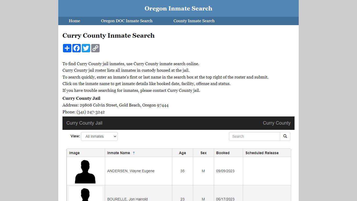 Curry County Inmate Search