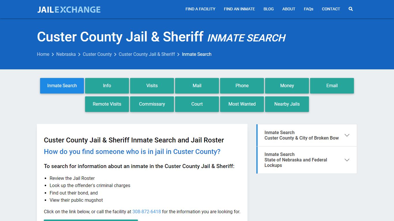 Inmate Search: Roster & Mugshots - Custer County Jail & Sheriff, NE
