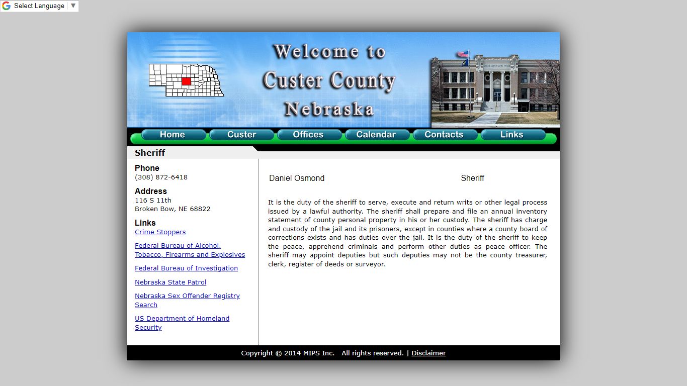 Sheriff - Custer County Ne