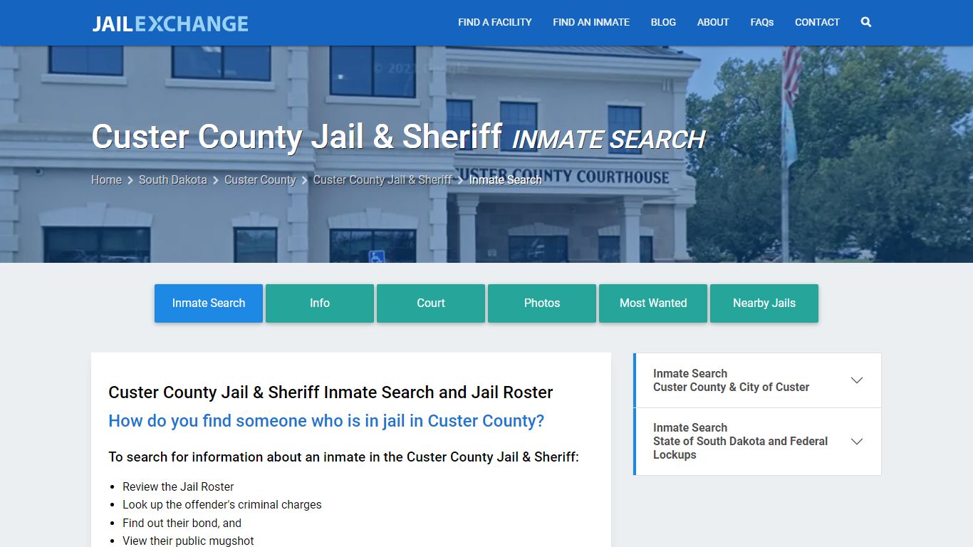 Custer County Jail & Sheriff Inmate Search - Jail Exchange