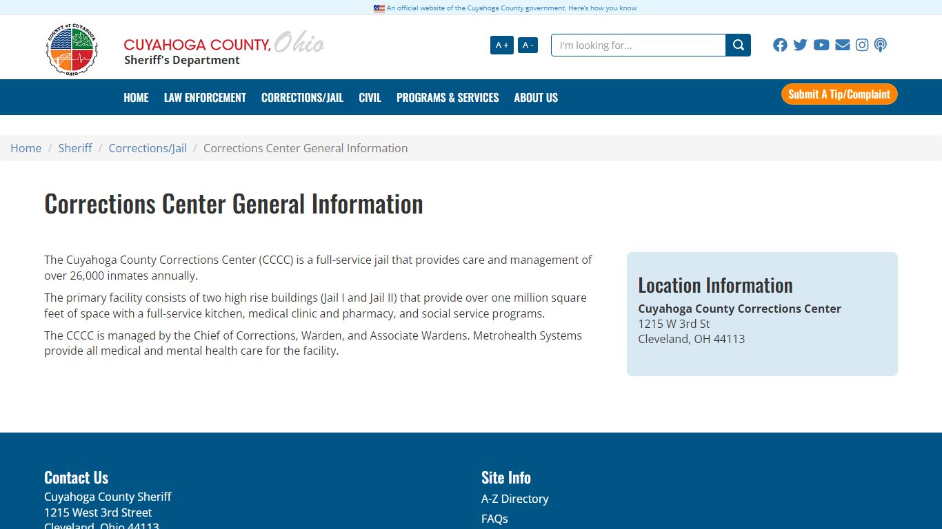 Corrections Center General Information