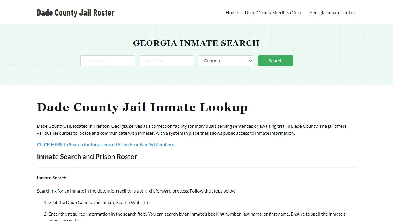 Dade County Jail Roster Lookup, GA, Inmate Search