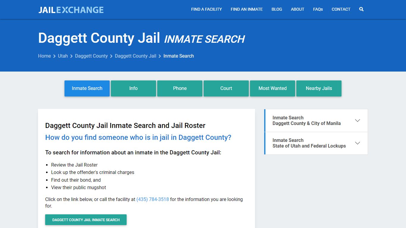 Inmate Search: Roster & Mugshots - Daggett County Jail, UT