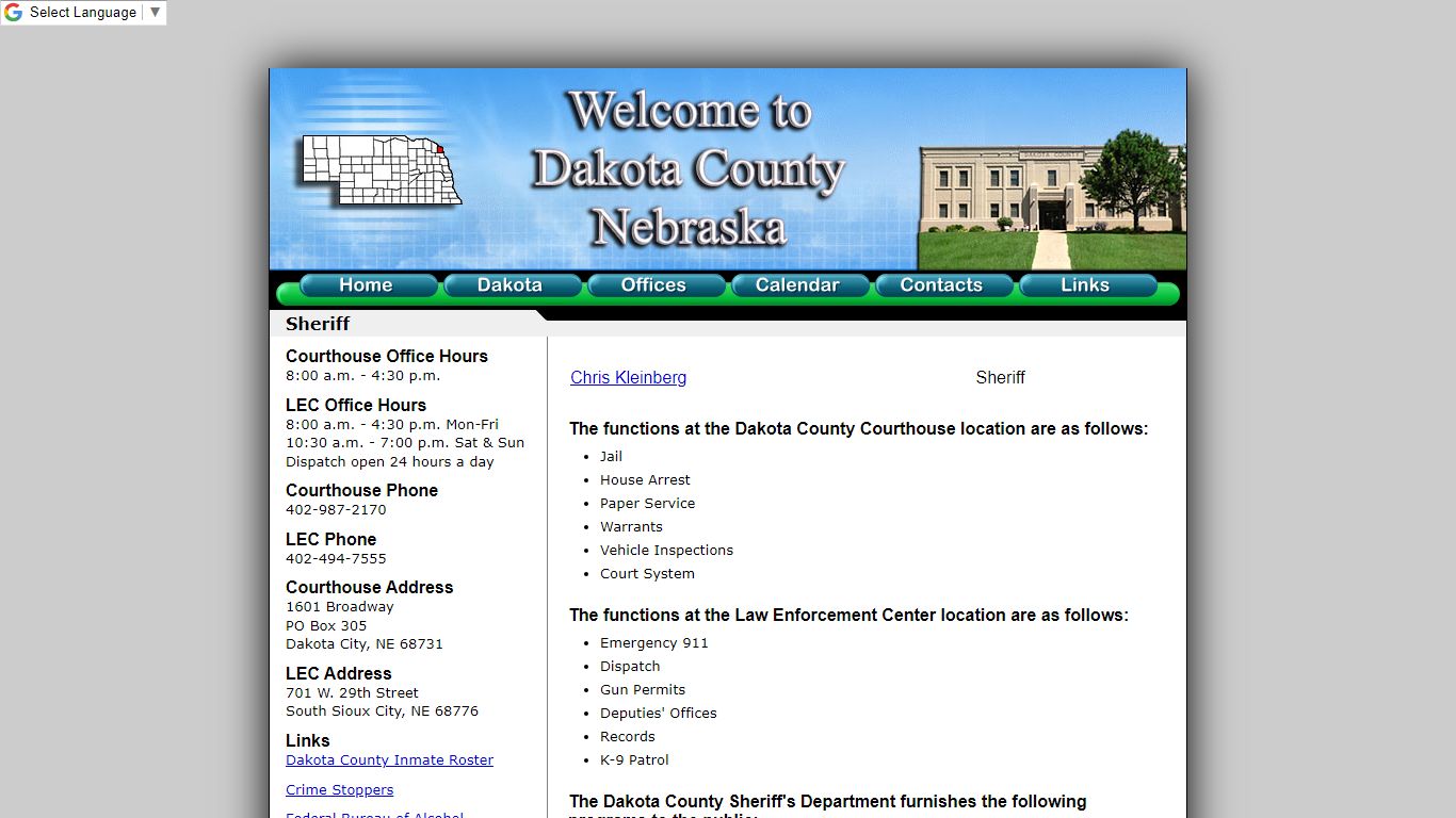 Sheriff - Dakota County, Nebraska