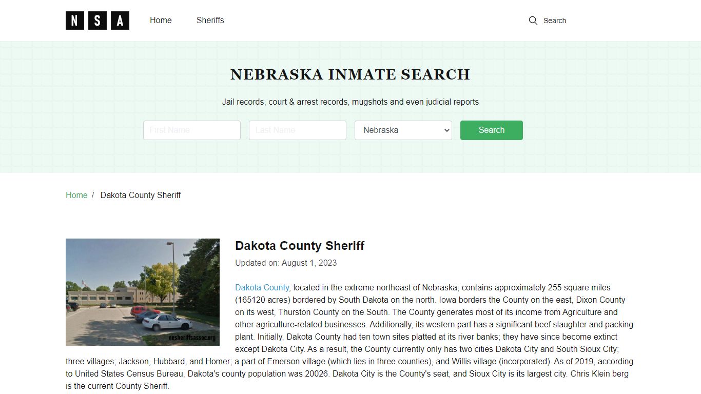 Dakota County Sheriff, Nebraska and County Jail Information